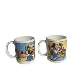 Disney Goofy And Mickey Mug Sleepy Tired Morning Coffee Cup 28 Oz Ceramic